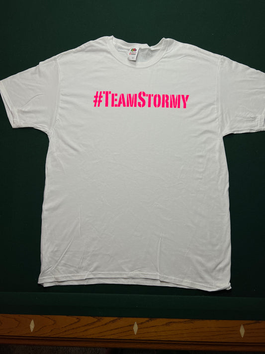 Team Stormy White W/ Pink Logo