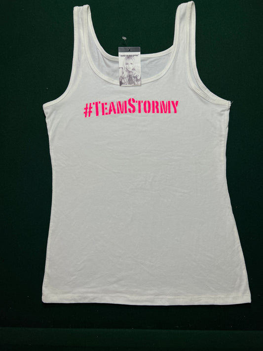 Team Stormy Tank Top White w/Pink logo